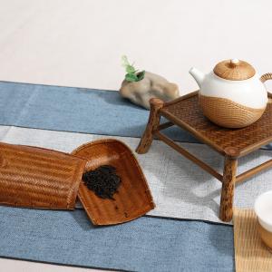 竹编大漆簸箕茶则
