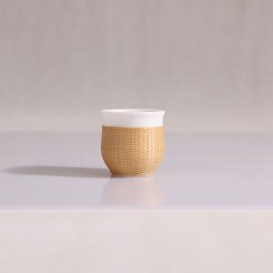 竹丝精编白玉瓷收口杯
